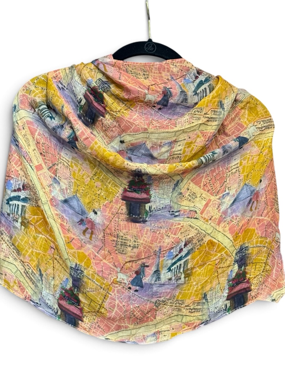 Patricia Nash Paris Map Travel Print Viscose Square Scarf Wrap